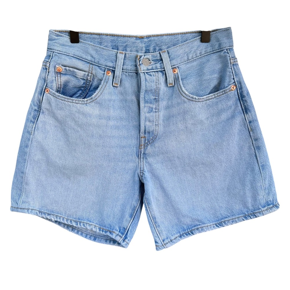 Levis 501 Original Light Wash High Rise Mid-Thigh Denim Jean Shorts Size 27